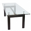LC 6 Le Corbusier Esszimmertisch, Tischplatte Kristallglas 15 oder 19 mm, Untergestell schwarz eloxiert. 