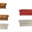 Walter Gropius Chesterfield Sessel,. 2-er Sofa + 3-er Sofa.
